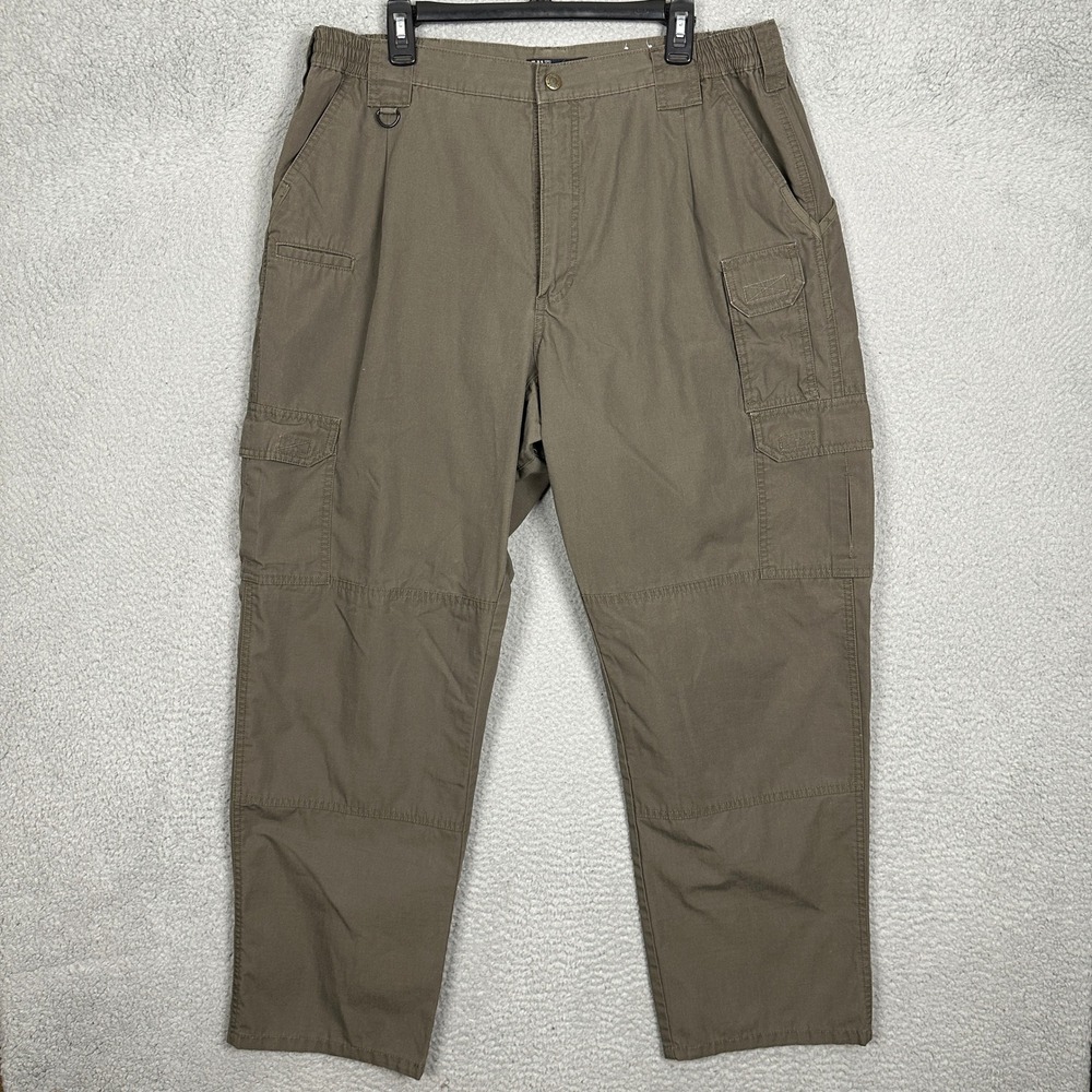 5.11 Tactical Cargo Pants Mens 40X32 Olive Brown Ripstop Workwear Stretch Waist